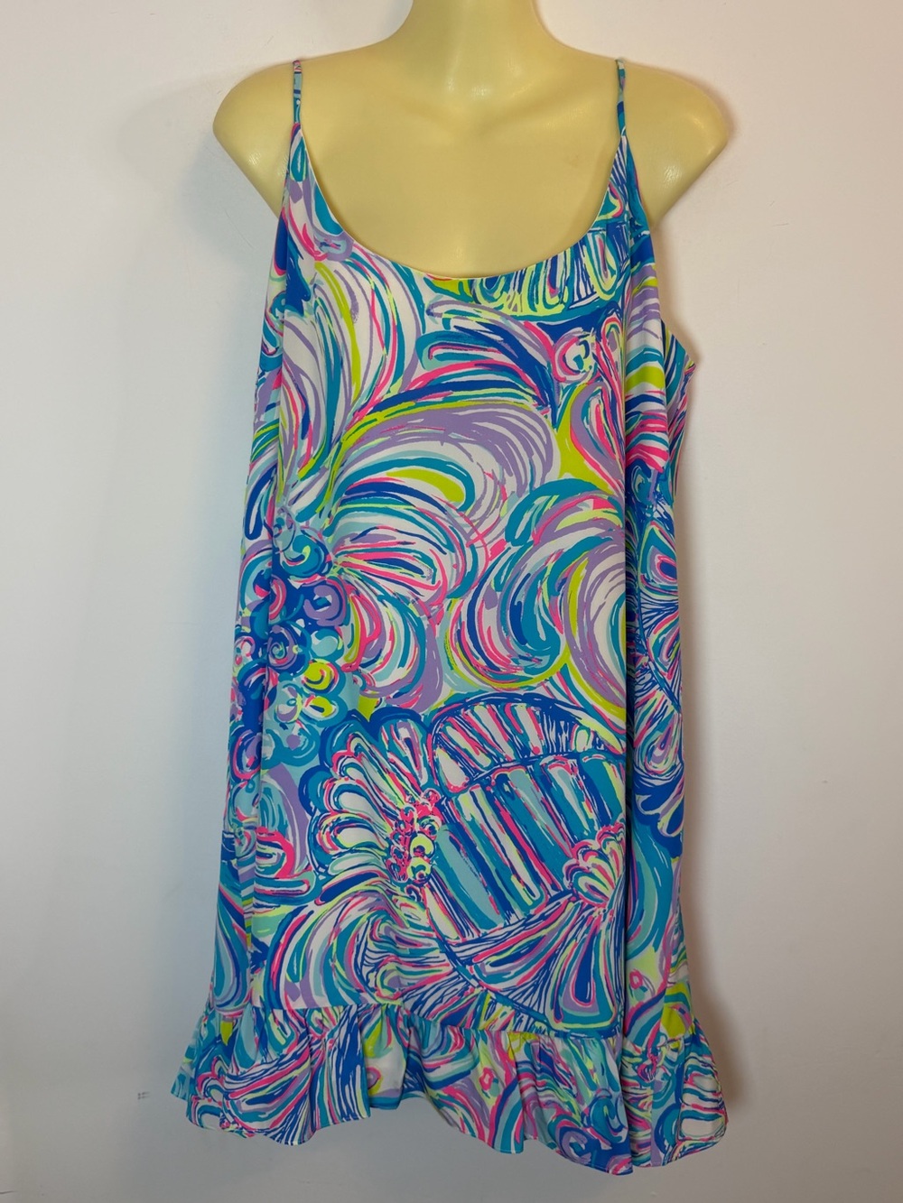 Lilly Pulitzer Multicolor Swirl Ruffle Hem Spaghetti Strap Dress